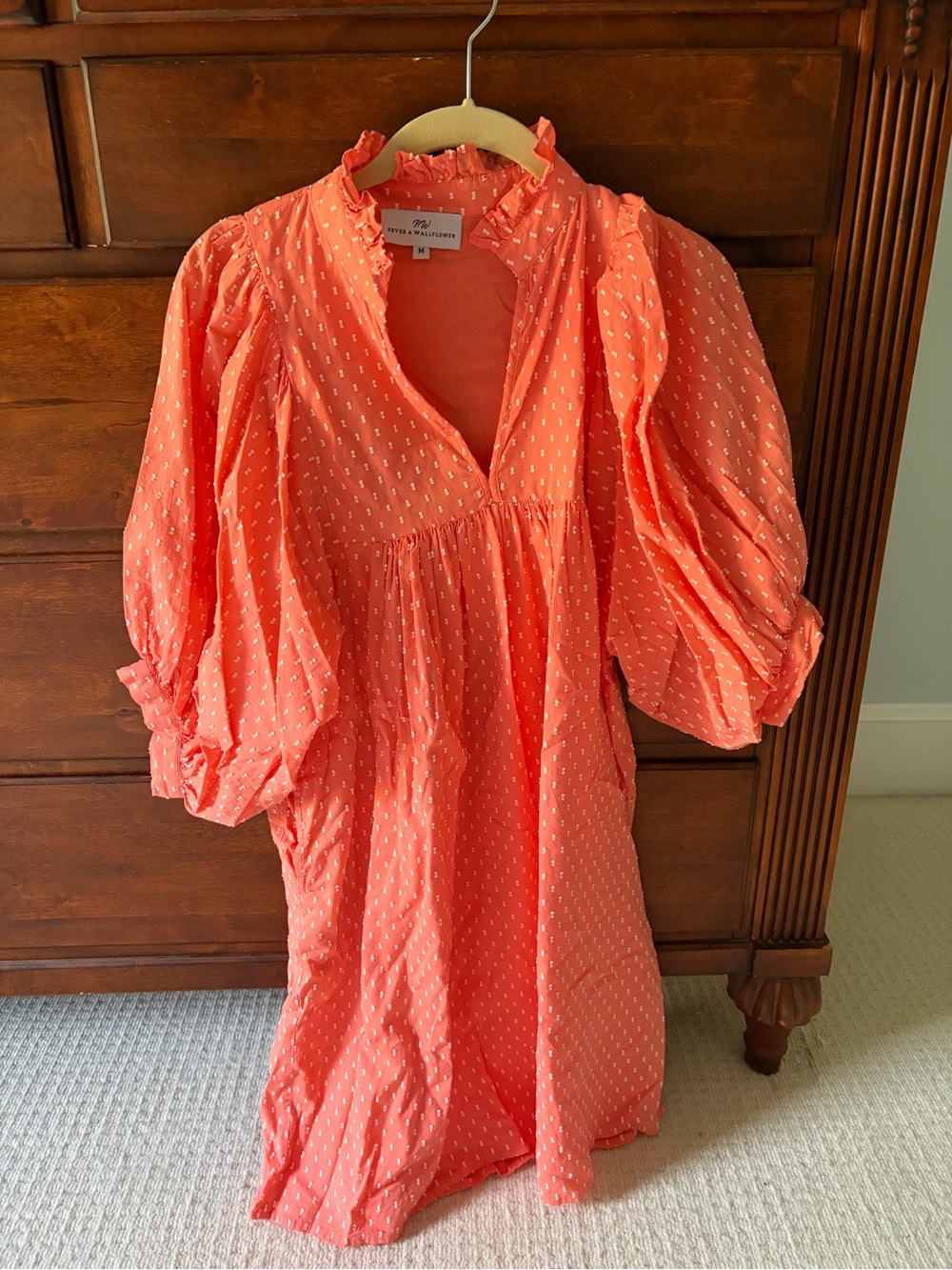 Never a Wallflower Coral-Orange Puff Sleeve Dress